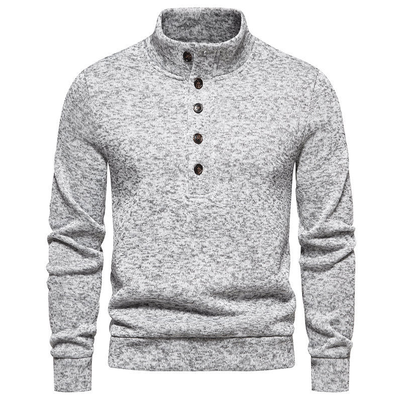 Pull homme confortable à manches longues avec patte de boutonnage et col montant Chic und Stil