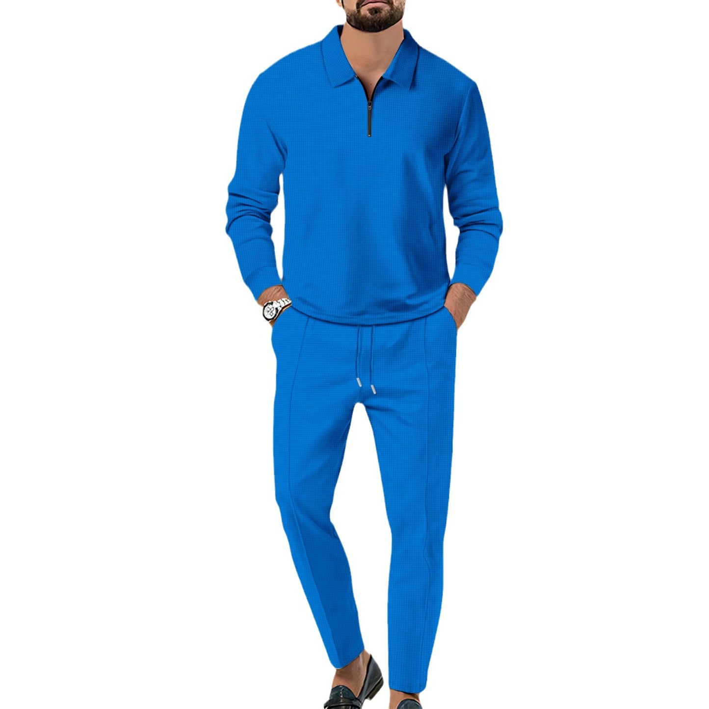 Men's Sports Zip-Up Sweater and Elegant Slim-Fit Pants Chic and Style