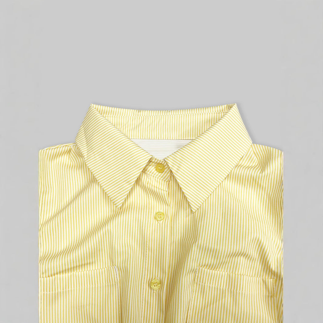 Haut de blouse tricoté pour femmes avec manches bouffantes et détails de boutons Chic und Stil