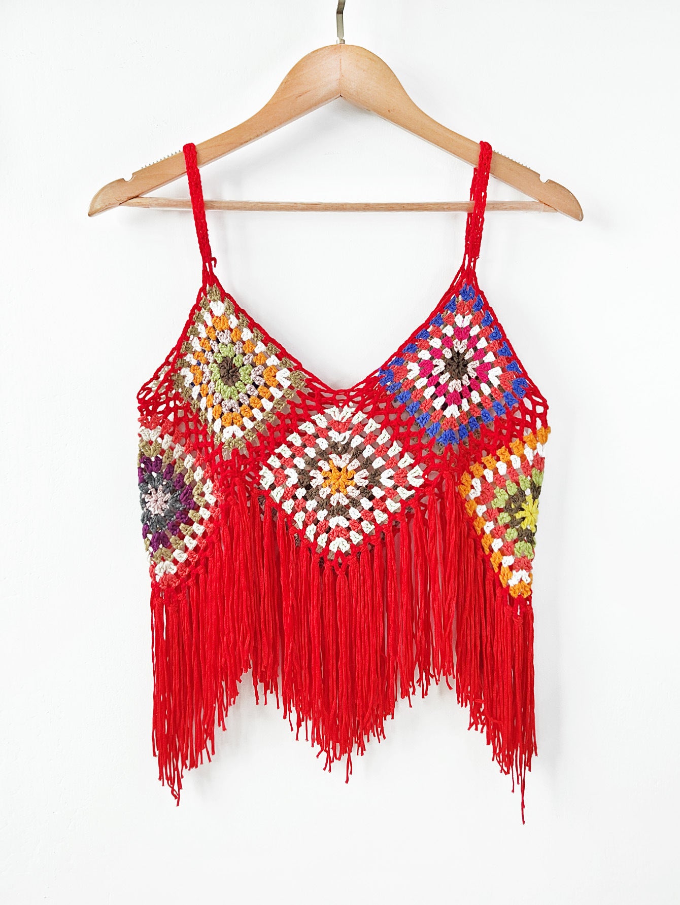 Top crop à franges au crochet pour femmes Chic und Stil