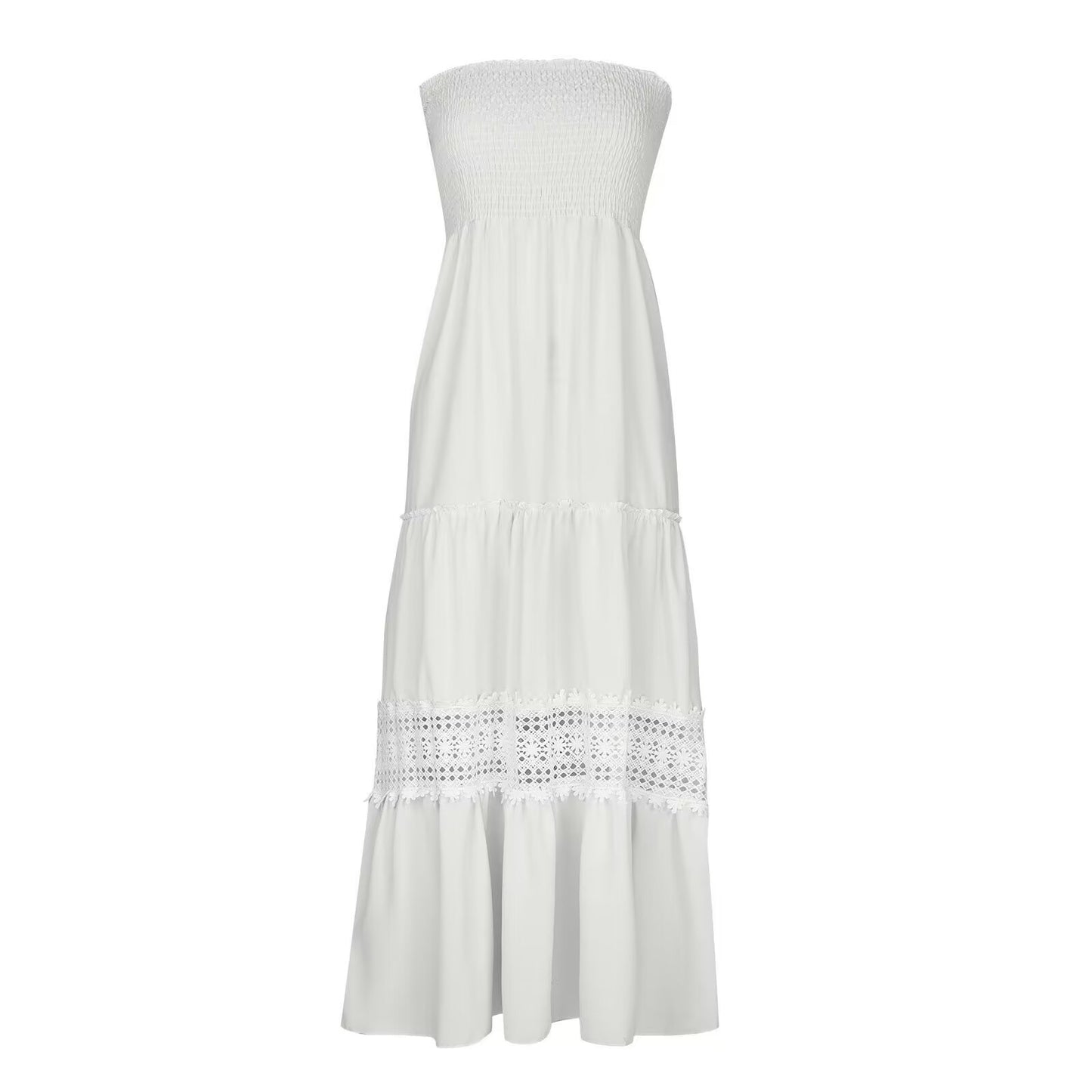 Robe maxi bohème sans bretelles Chic und Stil