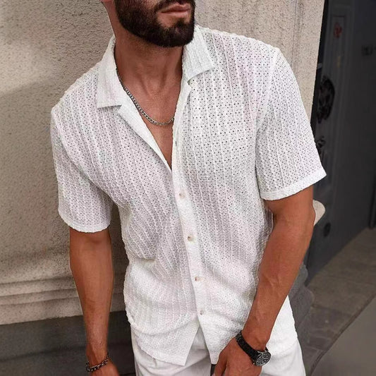 Chemise décontractée à manches courtes structurée pour hommes Chic und Stil