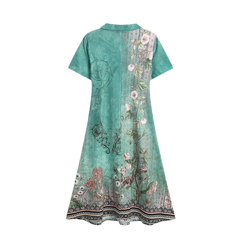 Robe midi à fleurs de style polo pour femmes Chic und Stil