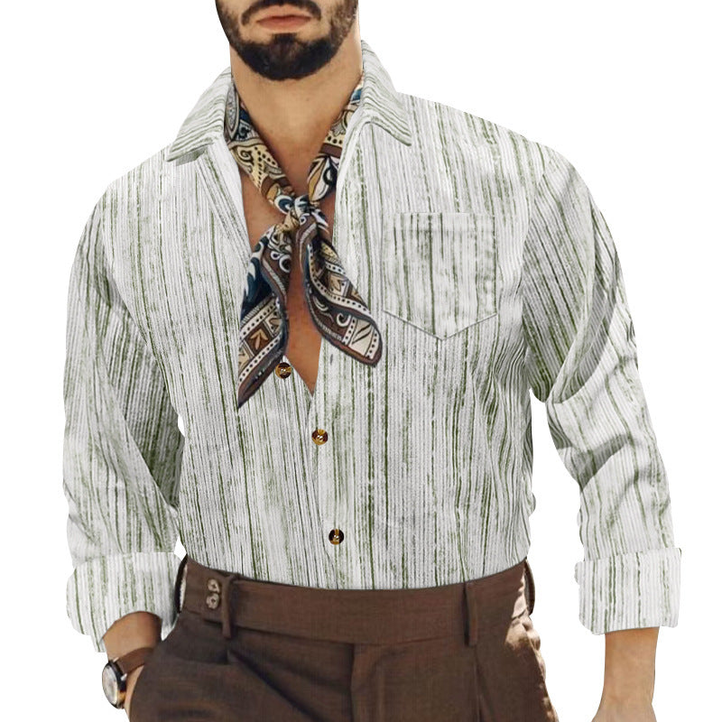 Hommes élégant chemise rayée avec po pocket et col à la mode Chic und Stil