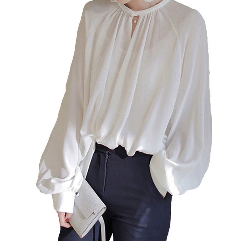 Blouse en chiffon élégante pour femme avec manches bouffantes Chic und Stil