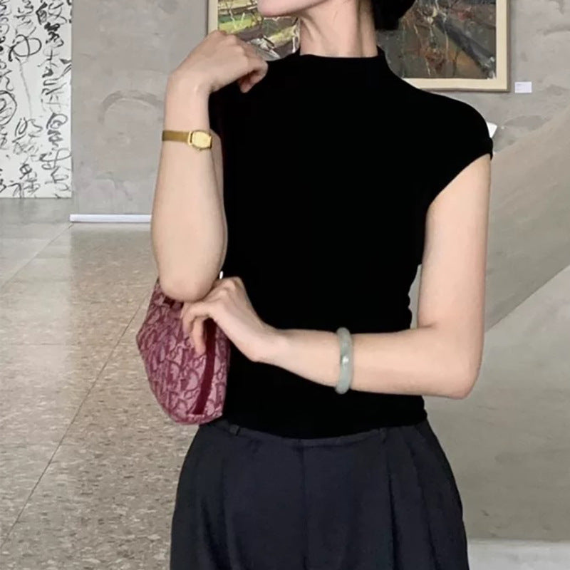 T-shirt ajusté à col montant pour femmes Chic und Stil
