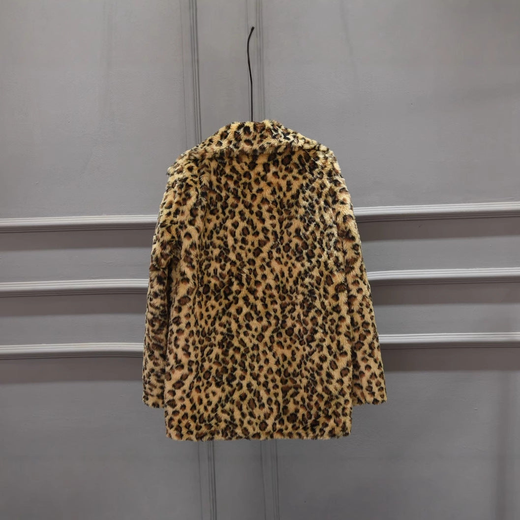 Veste en fausse fourrure de luxe pour femmes à motif léopard Chic und Stil