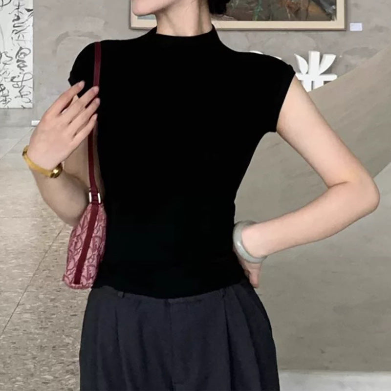 T-shirt ajusté à col montant pour femmes Chic und Stil
