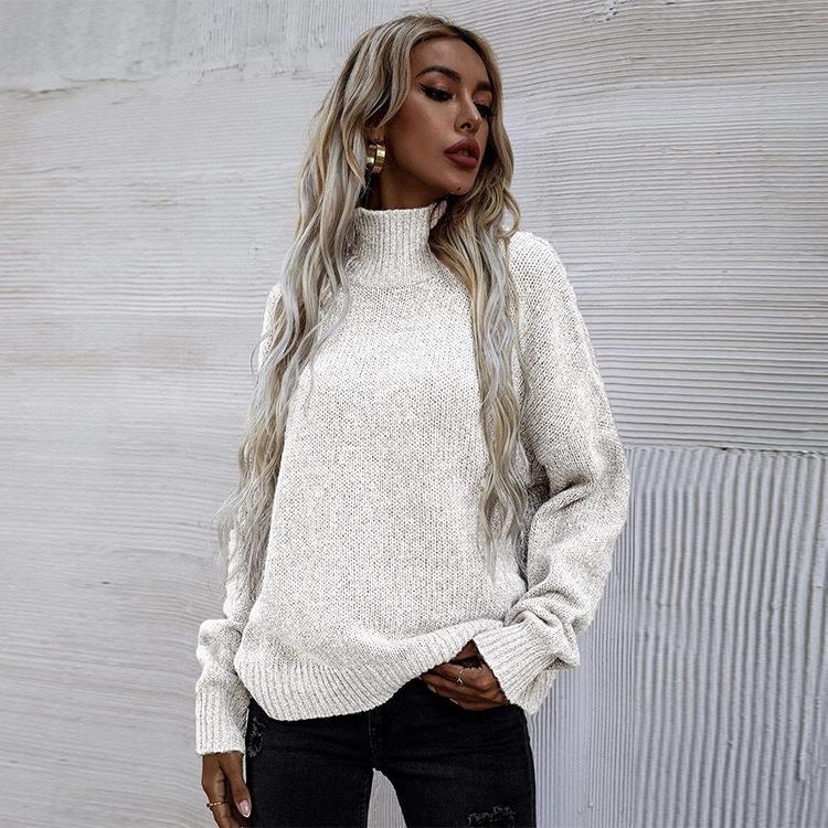 Pull femme avec col haut et coupe décontractée surdimensionnée Chic und Stil