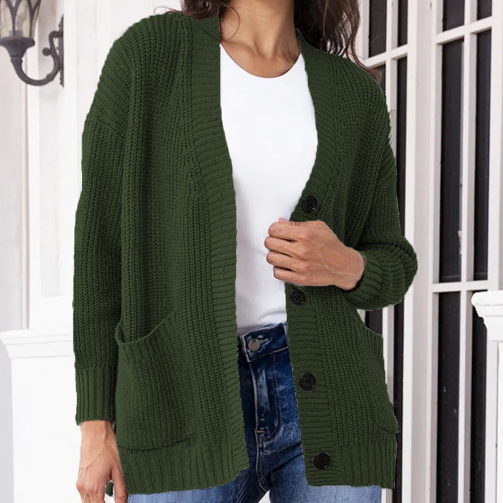 Cardigan en gros tricot pour femme avec poches pratiques et coupe décontractée Chic und Stil