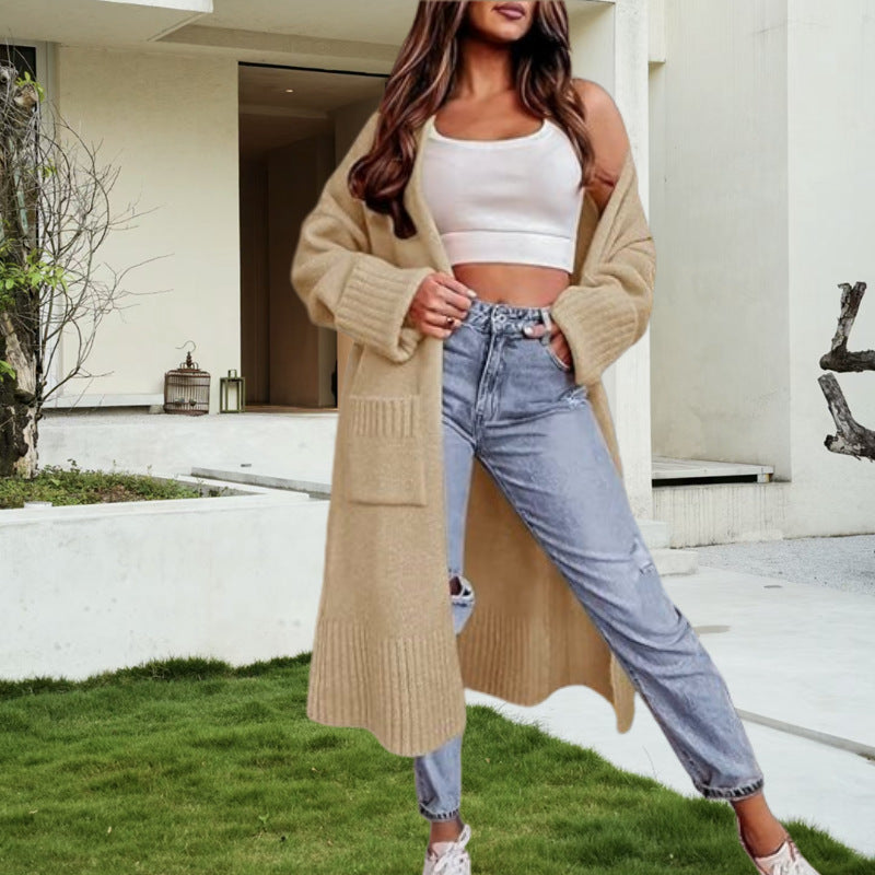 Dames Long Pull cardigan avec poches profondes et structure élégante Chic und Stil