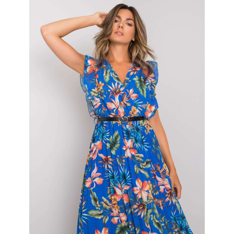 Robe Midi à volants floraux pour femmes Chic und Stil