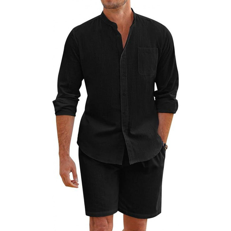 Chemise en lin légère pour hommes avec shorts assortis Chic und Stil