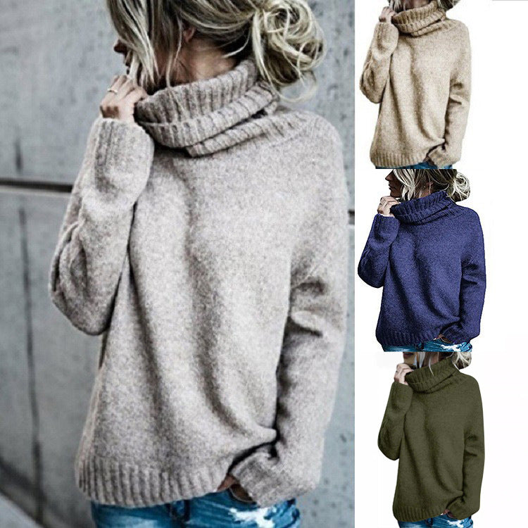 Pull en grosse maille pour femmes avec col montant et coupe décontractée Chic und Stil
