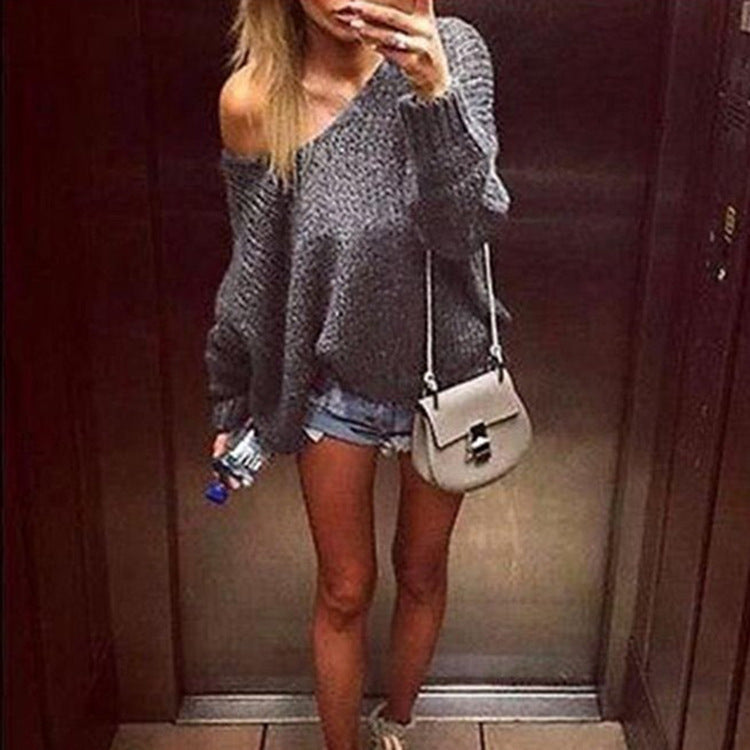 Pull en tricot oversize pour femmes avec design dénudé des épaules et coupe décontractée Chic und Stil