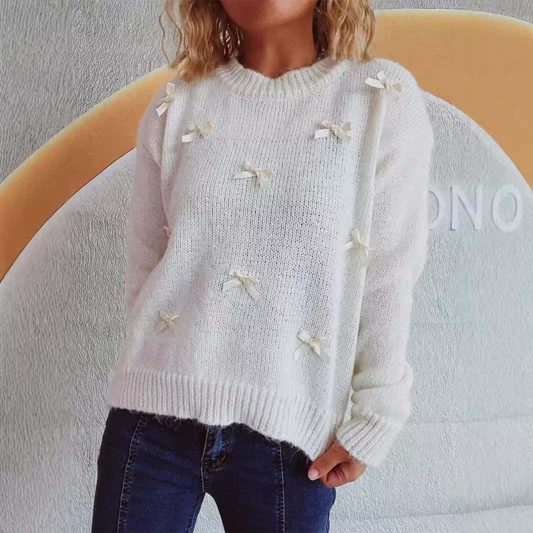 Pull en tricot pour femmes avec des accents de nœuds ludiques Chic und Stil