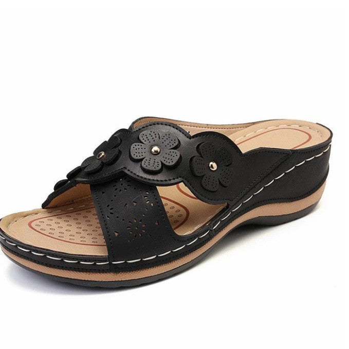 Chaussures pour femmes avec décoration florale Sandales confort à enfiler Chic und Stil