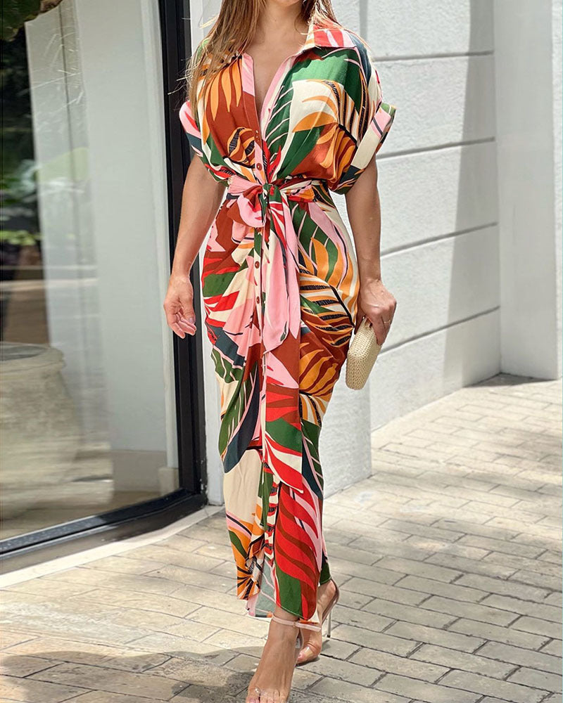 Robe maxi à enroulement et bouton Chic und Stil pour femmes