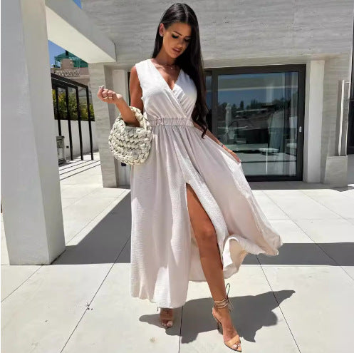 Robe maxi élégante pour femmes avec fente avant Chic und Stil