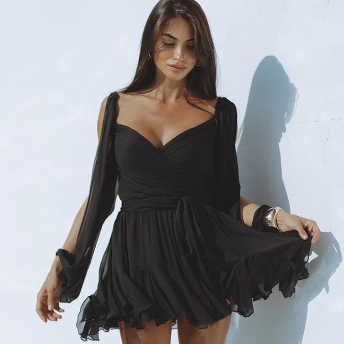 Robe portefeuille pour femmes avec des manches fluides et motif léopard Chic und Stil