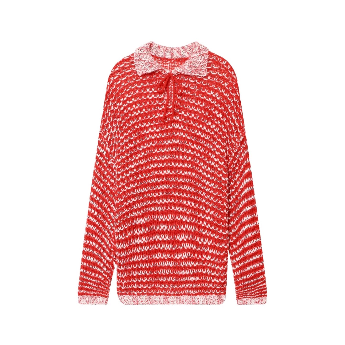 Pull en tricot décontracté pour femmes avec col à la mode et liens de fixation Chic und Stil