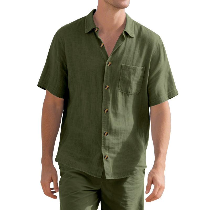 Chemise en lin décontractée pour homme à manches courtes avec poche poitrine pratique Chic und Stil