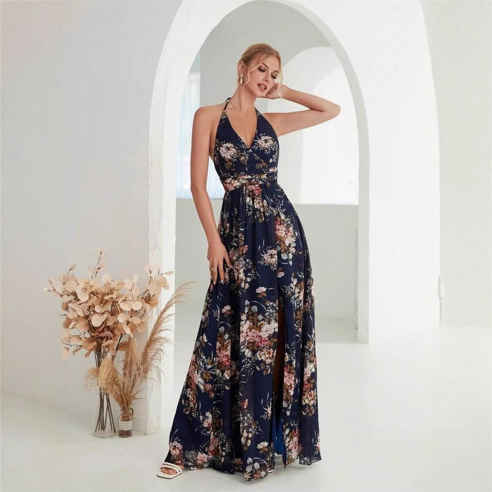Robe maxi Chic und Stil à design floral pour femmes à fentes hautes