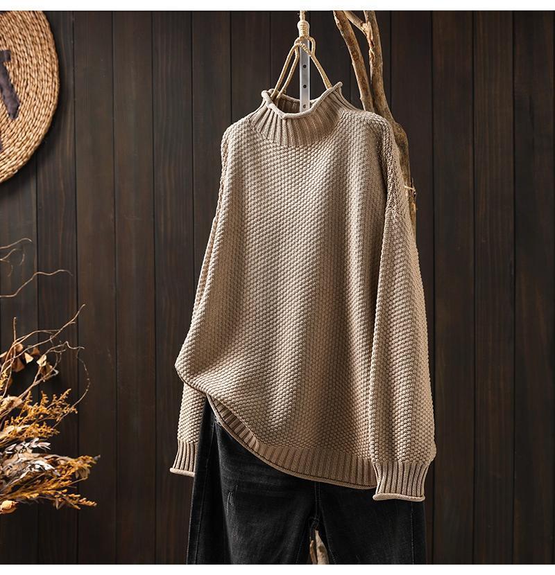 Pull en tricot oversized pour femmes avec col montant Chic und Stil