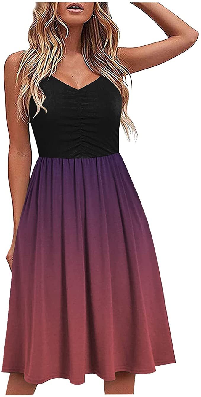 Robe midi A-ligne pour dames avec décolleté en V séduisant et dégradé Chic und Stil