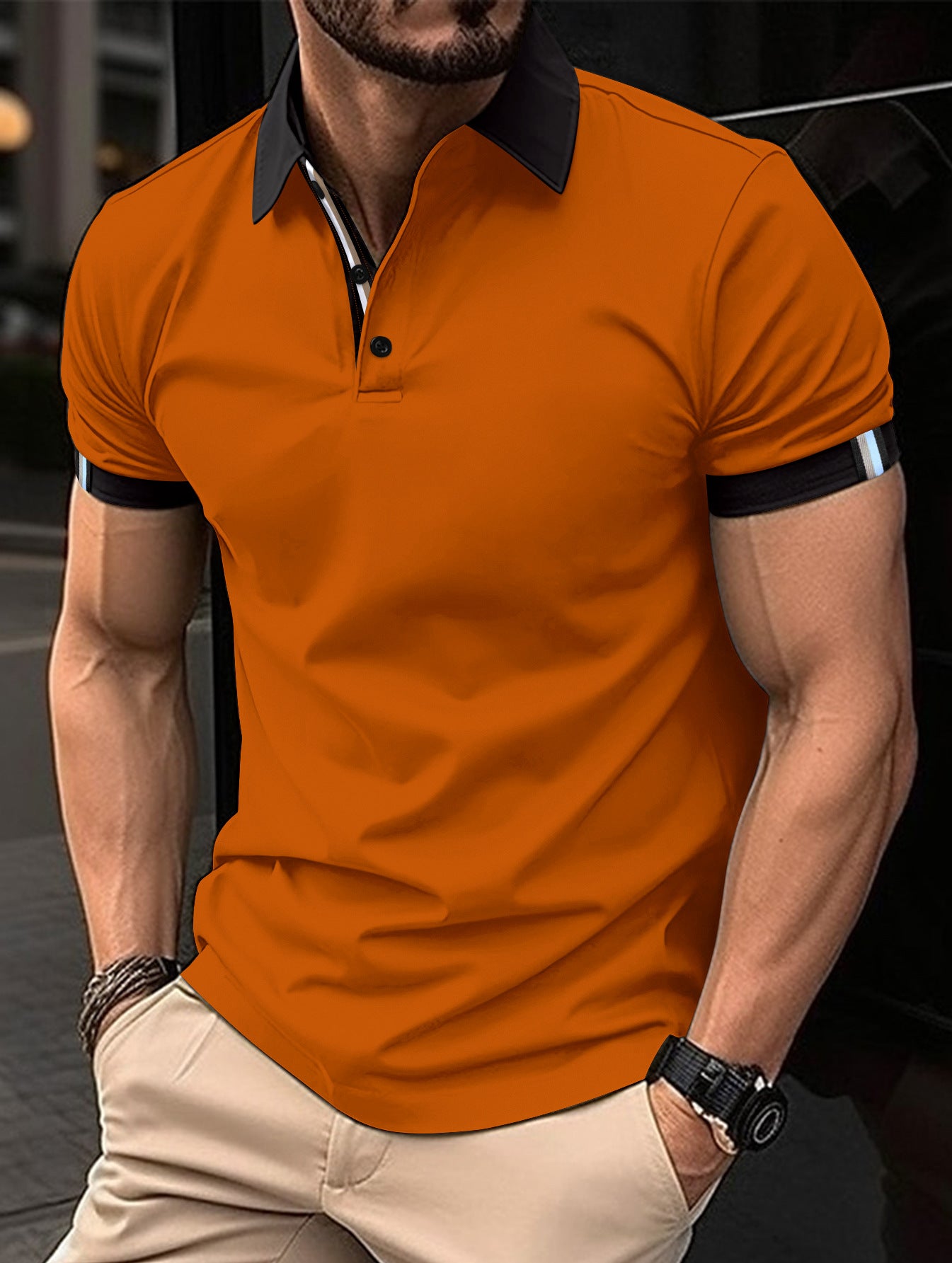 Polo de performance pour homme avec détails contrastés Chic und Stil