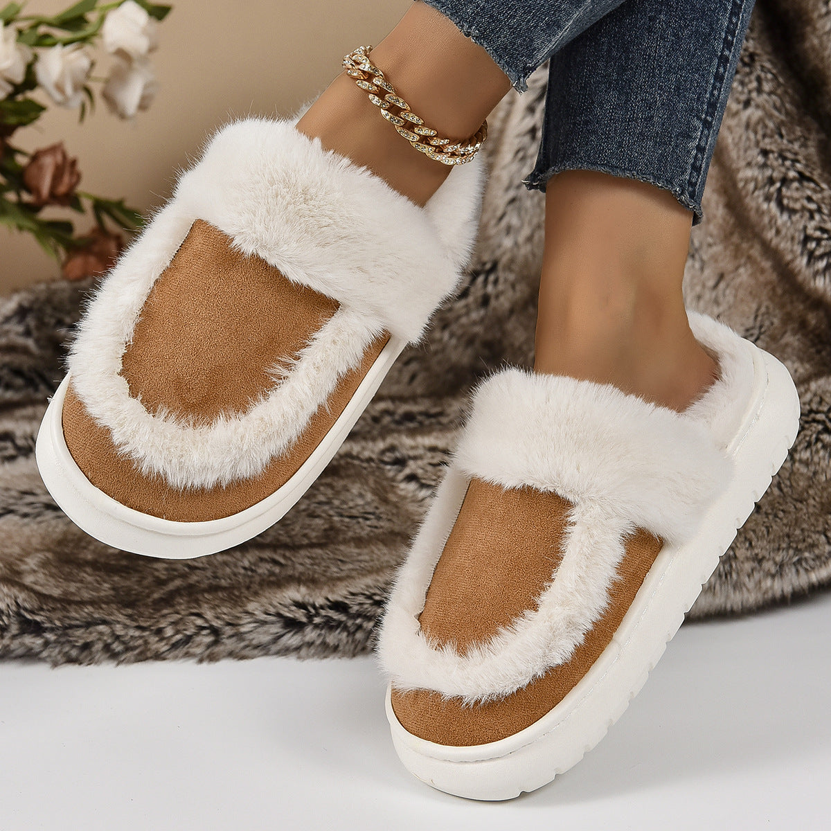 Chaussons pour dames avec doublure douillette et semelle antidérapante Chic und Stil