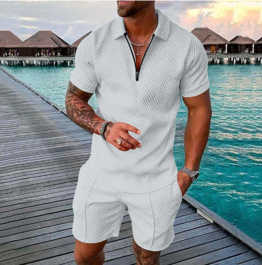 Combinaison courte tendance pour hommes avec un design texturé Chic und Stil