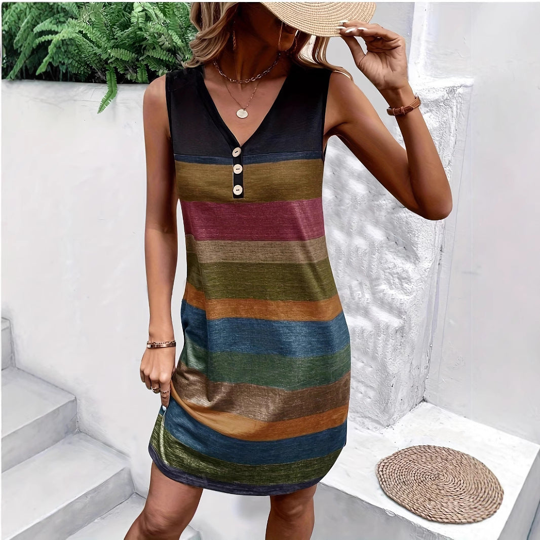 Robe Shift sans manches rayée Chic und Stil pour femmes