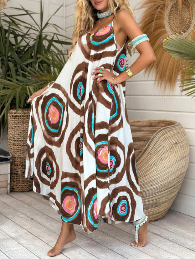Robe longue pour femmes avec motif circulaire moderne et coupe aérienne Chic und Stil