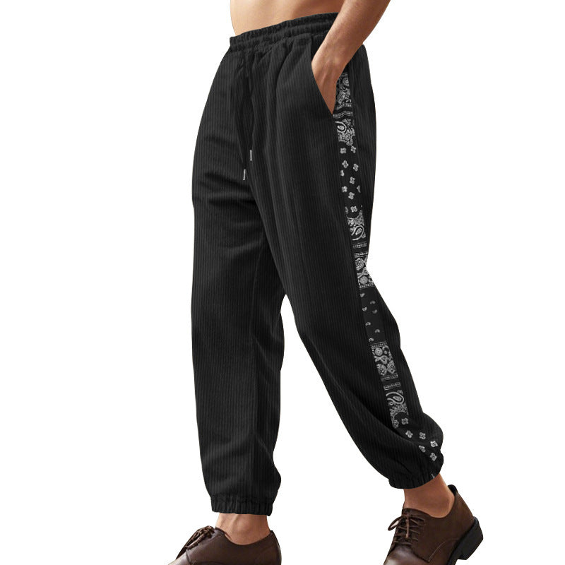 Pantalon cargo décontracté pour hommes avec taille élastique et détails imprimés latéraux Chic und Stil