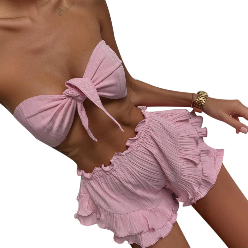 Chic und Stil women's ruffled two-piece swimsuit set