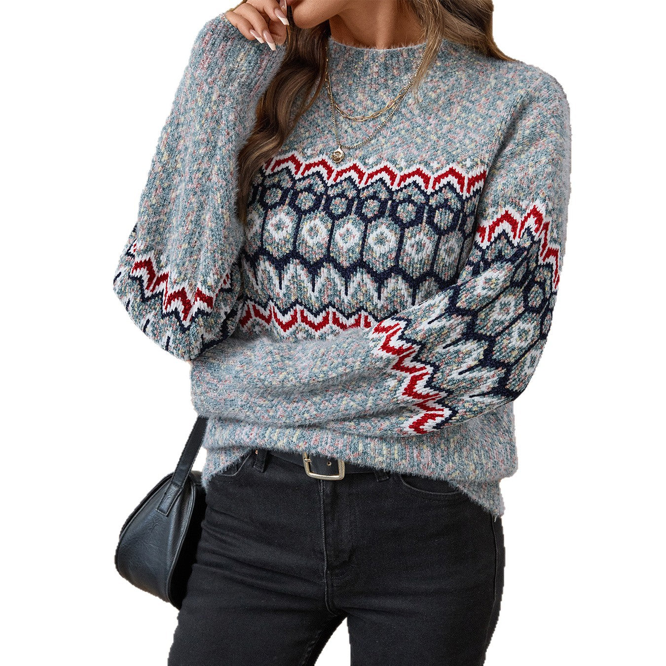 Pull en tricot pour femmes avec motif géométrique et coupe ample Chic und Stil