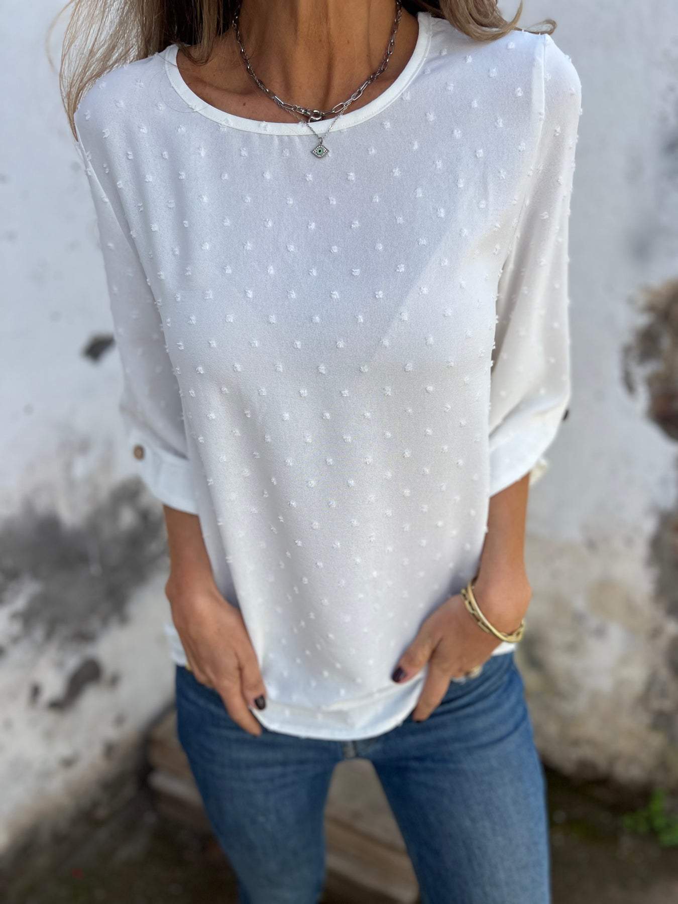 Blouse décontractée pour femmes avec design à pois décoratifs Chic und Stil