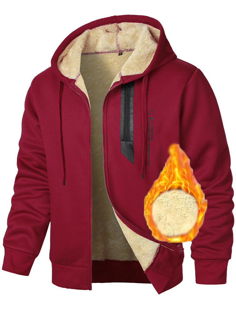 Veste à capuche en polaire pour hommes avec doublure chauffante et poches zippées pratiques Chic und Stil