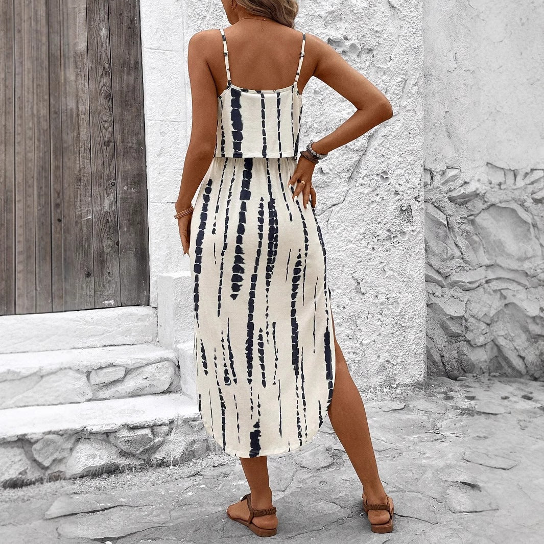 Robe maxi bohémienne pour femmes avec fente latérale Chic und Stil