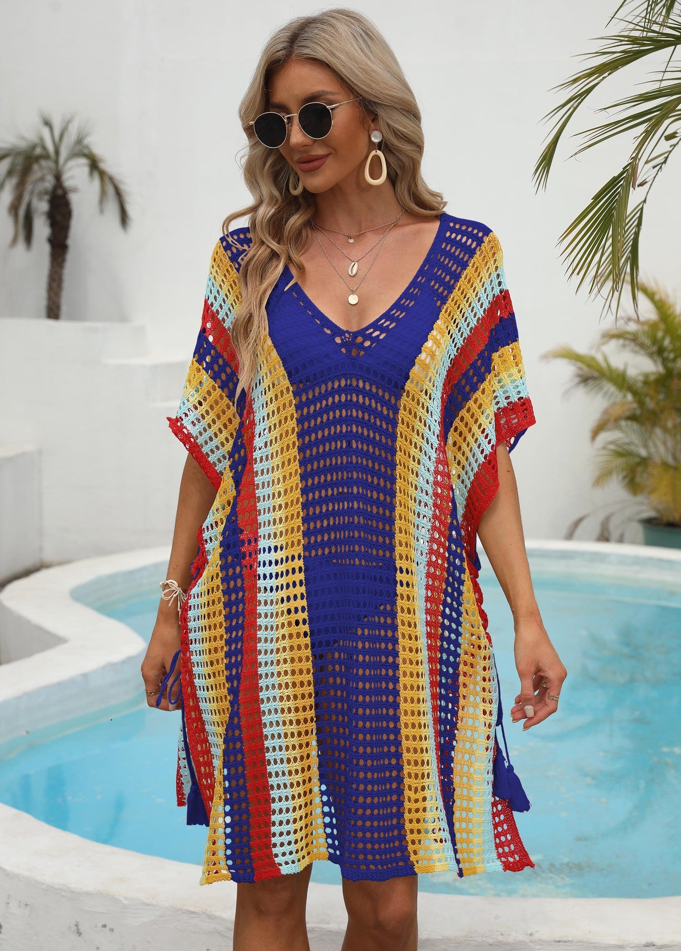 Dames Ouvert Maille Plage Survêtement Robe Chic und Stil