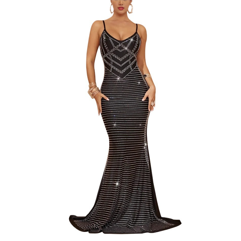 Robe sirène à paillettes pour femmes avec bretelles à l'arrière Chic und Stil