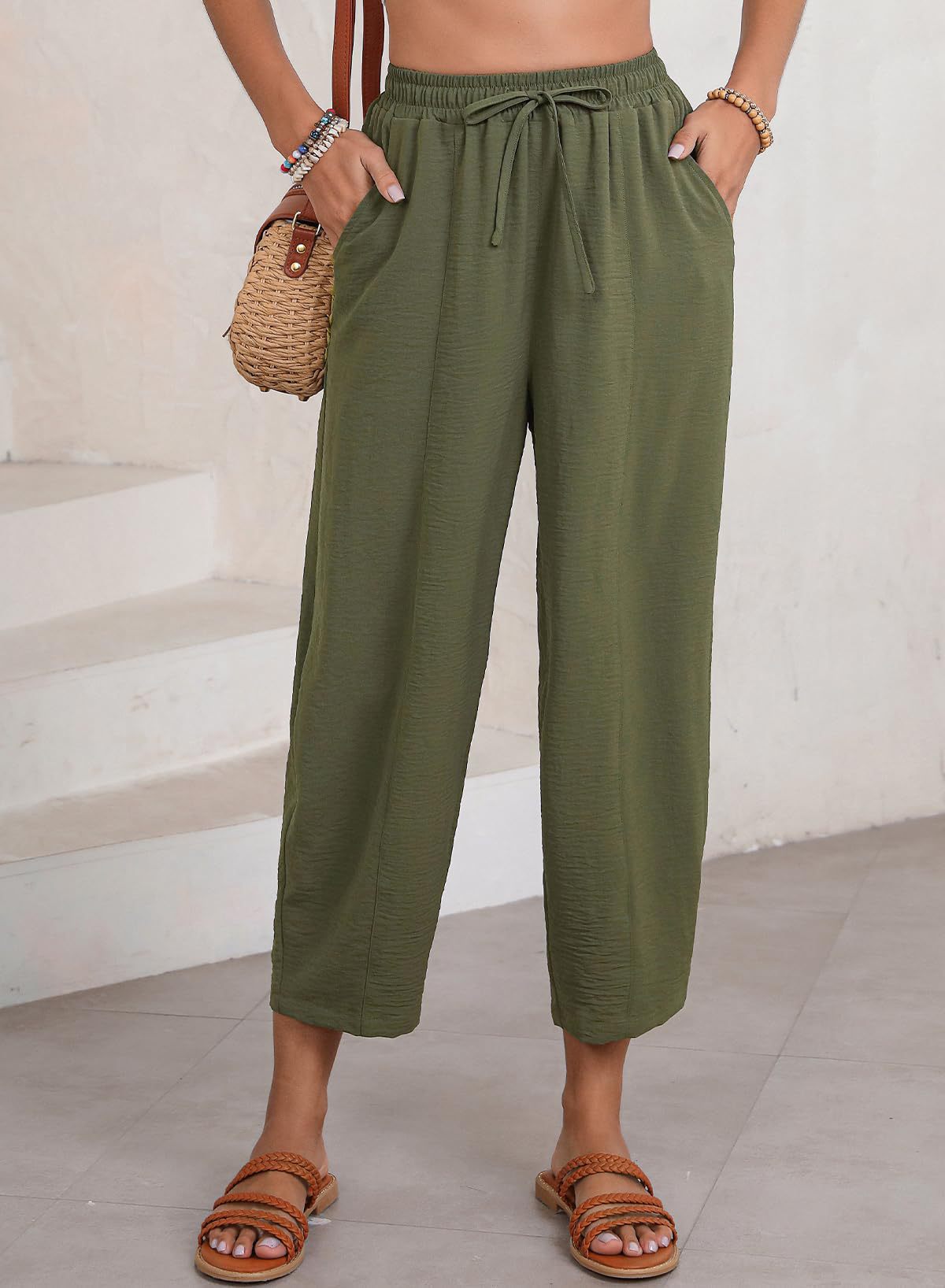 Pantalon de loisirs décontracté pour femmes avec taille élastique et poches pratiques Chic und Stil