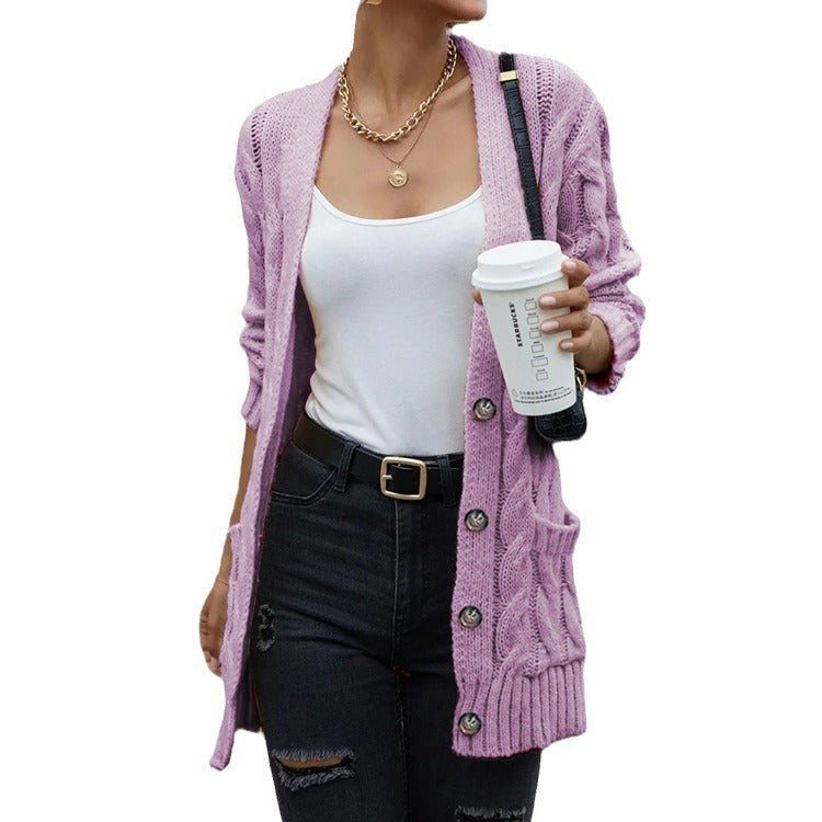 Cardigan en grosse maille pour femmes avec poches et motif torsadé à la mode Chic und Still