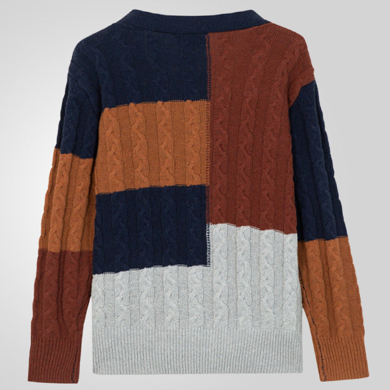 Cardigan homme en gros tricot avec accents colorés et poches pratiques Chic und Stil