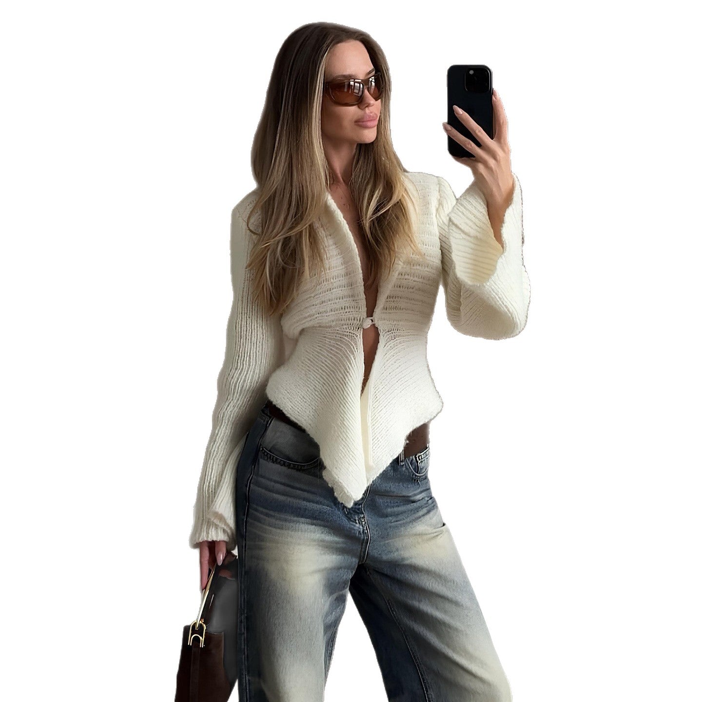 Dames cardigan décontracté avec une ouverture à l'avant et des manches larges Chic und Stil