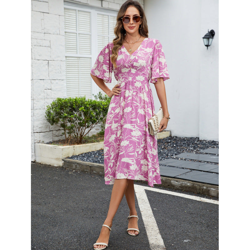 Robe portefeuille à motifs floraux pour femmes Chic und Stil