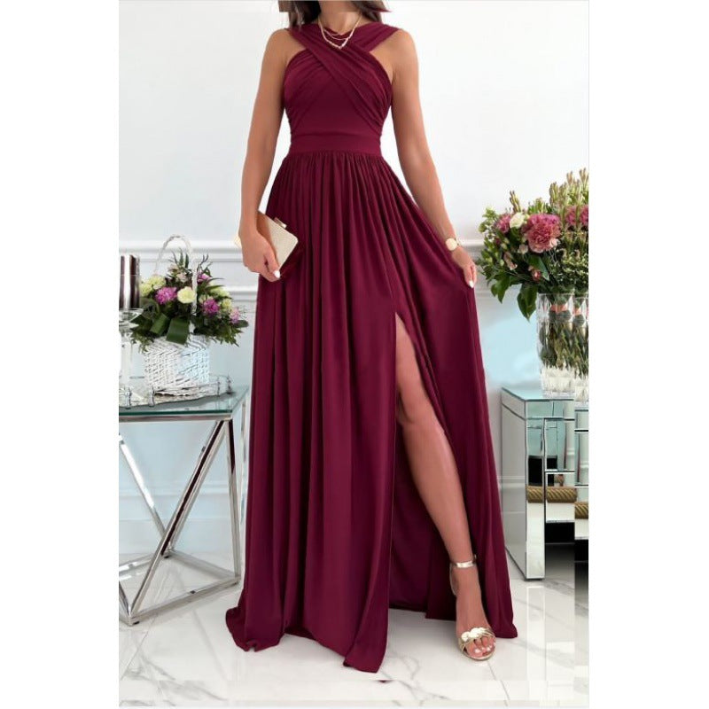 Femmes Robe maxi élégante avec détails drapés Chic und Stil
