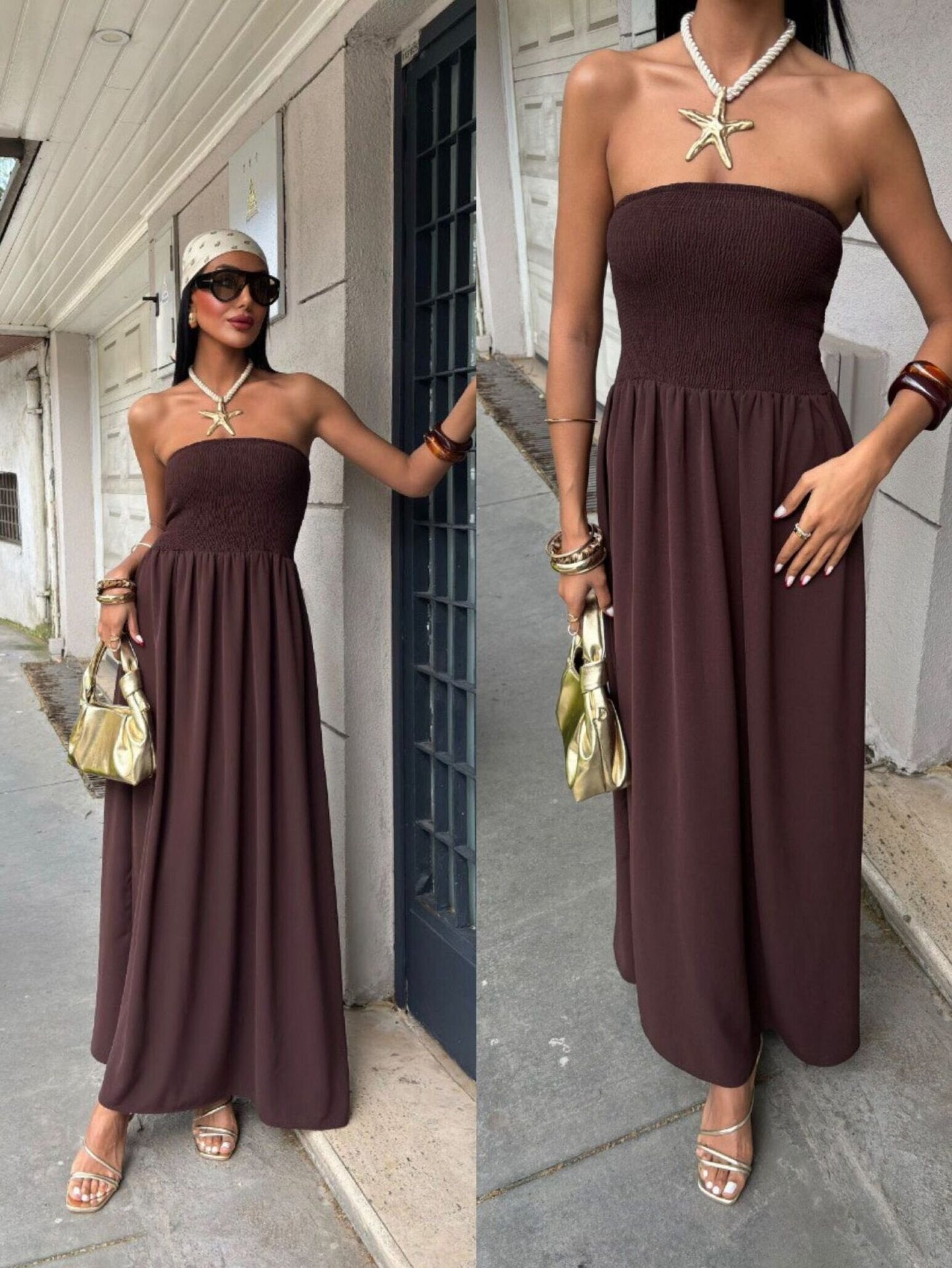 Robe maxi sans épaules Chic und Stil pour dames