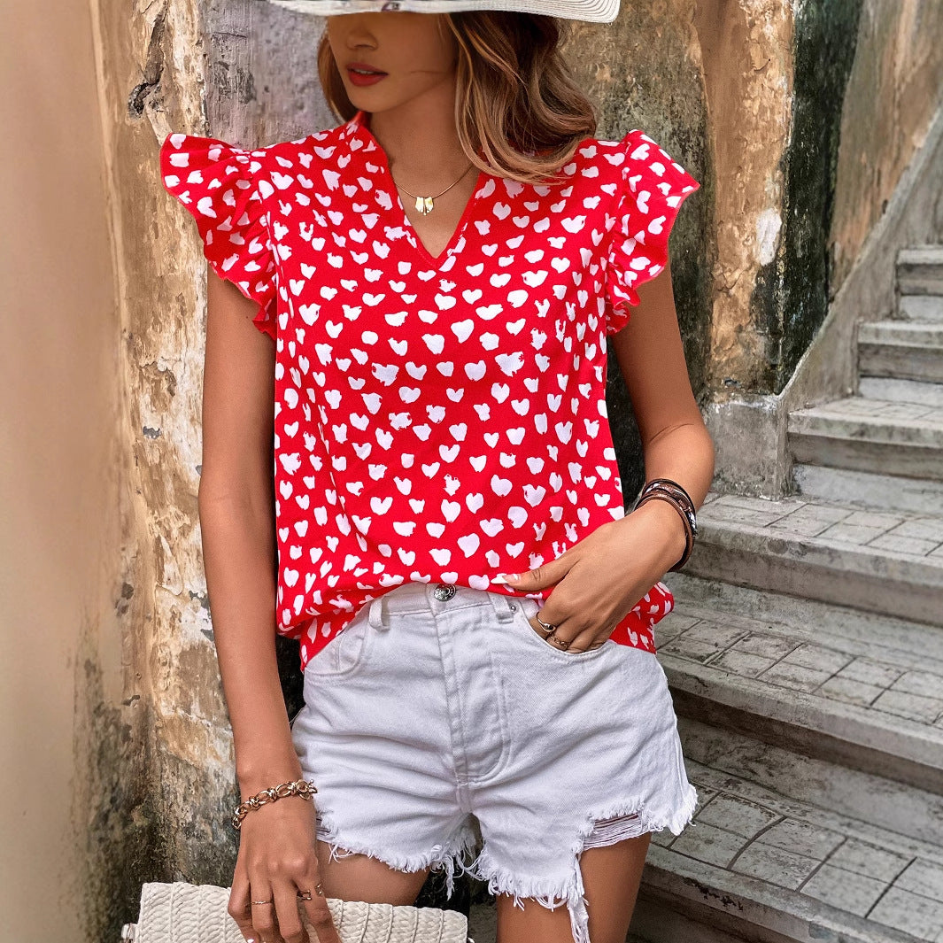Chemisier pour femme avec des détails en volants et un motif en cœur Chic und Stil